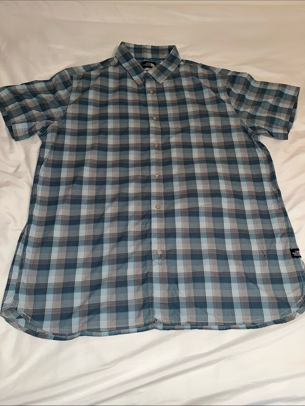 The North Face Men's Short Sleeve Plaid Button Up Shirt - Blue sz XXL NWOT